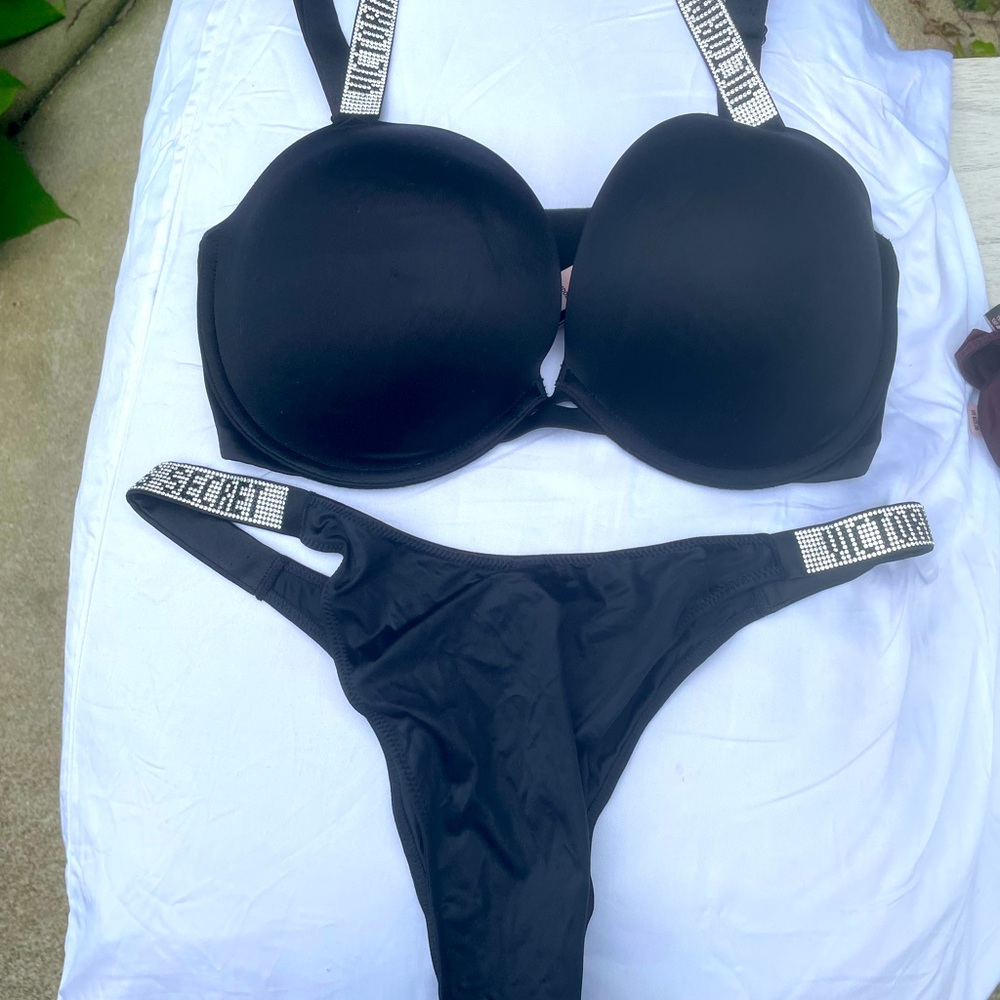 Victoria Secret rhinestone bra and tongs
